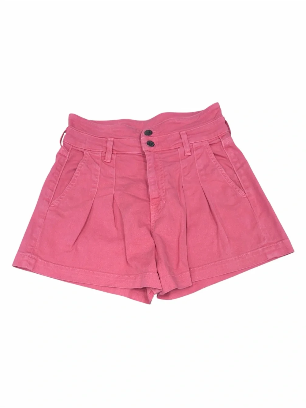 Veronica Beard Jaylen High Rise Pink Pleated Denim Shorts